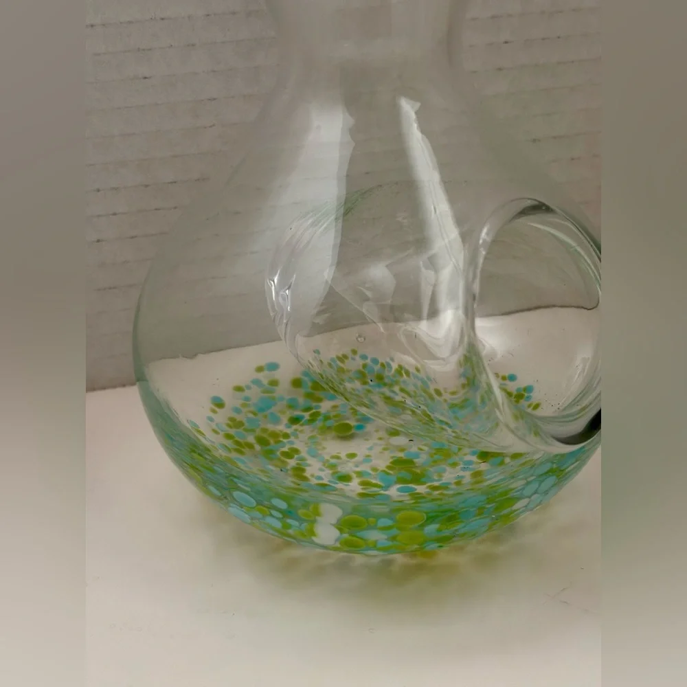 Handblown glass sake decanter with an ice pocket, also known as a tokuri.